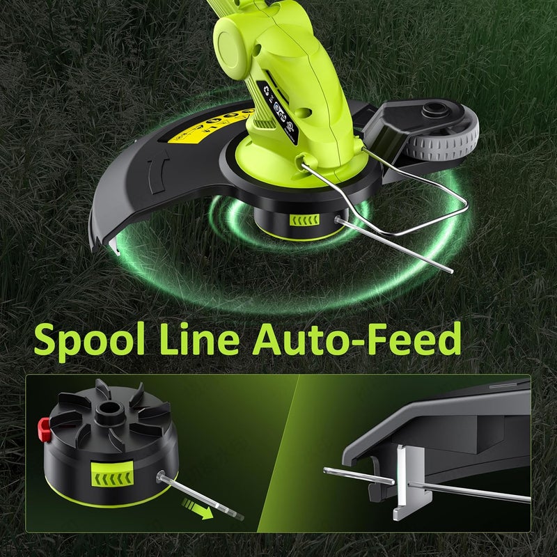 JAGROM Electric String Trimmer Cordless with 2x2.0Ah Battery, 20V Battery Powered 12-inch Lawn Mover & Edger Lawn Tool with Charger, Powered Grass Trimmer with 8pcs Spool Line for Yard, Garden, Green - Image 5